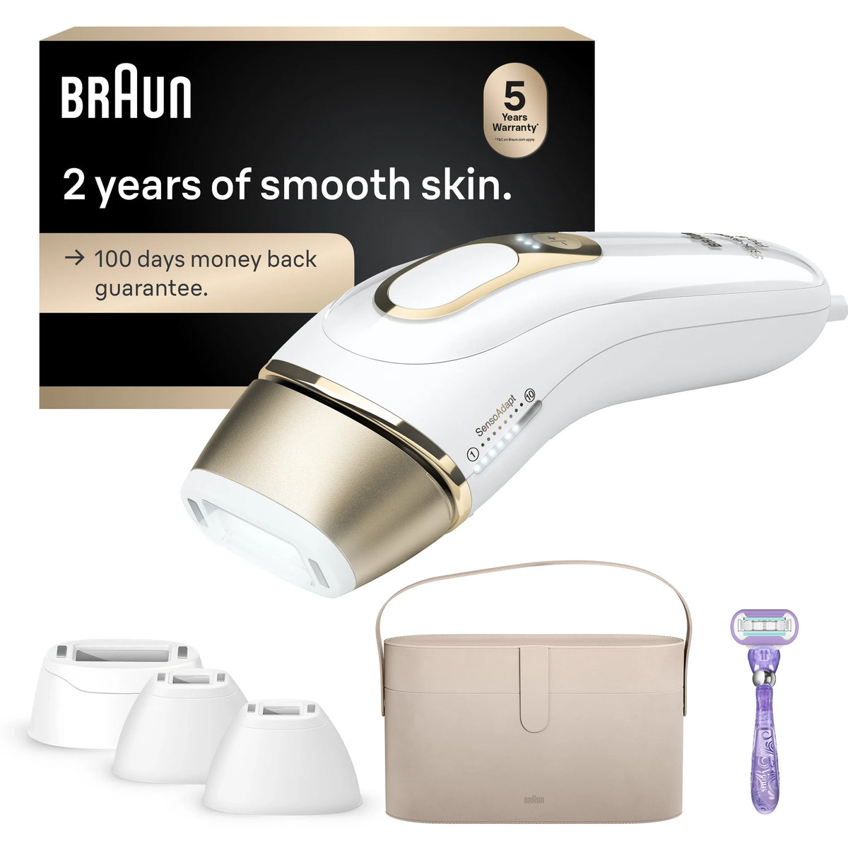 Braun Silk·expert Pro 5 IPL: Alternative to Laser Hair Removal with 4 Caps and Vanity Case, PL5347
