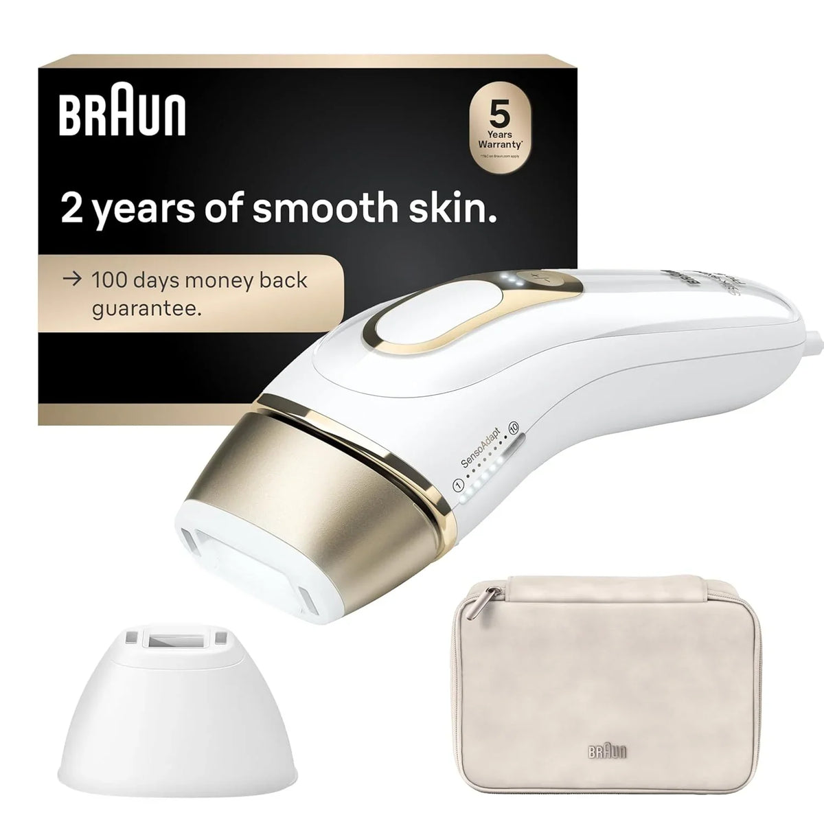 Braun Smart IPL, Silk·Expert Pro 5: At Home Alternative to Laser Hair Removal with 2 Caps and Leather Pouch, IPL5137